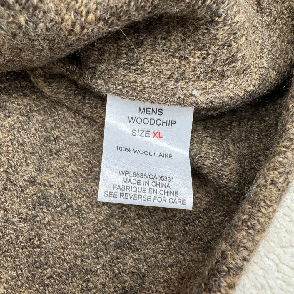 Woolrich Men's 100% Wool Full Zip Vest Woodchip Brown Pockets Outdoor, Size XL - Picture 6 of 8